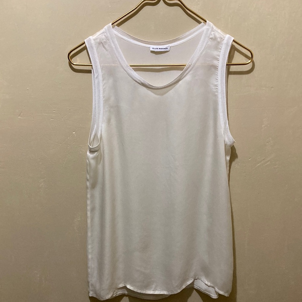 Club Monaco sheer silk tank top.